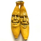 Unique Handmade Wall Decor, Funny Banana Face Sculpture, Weatherproof Cast Stone