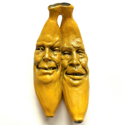 Funny Bananas, a Mask-style Wall Sculpture, Signed, Weatherproof Cast Stone - Picture 2 of 12