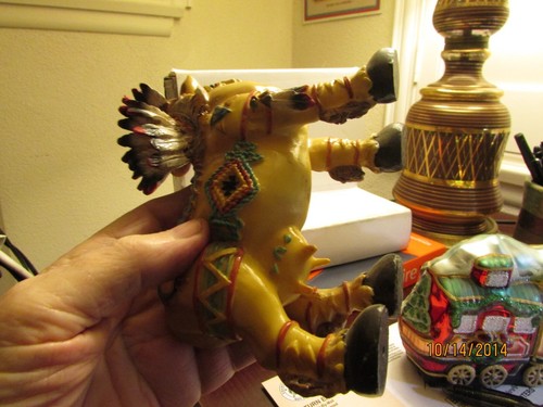 VERY RARE Vintage Cow Steer FIGURINE w/  Indian Headdress-7" x  6"- used nice - Picture 5 of 7