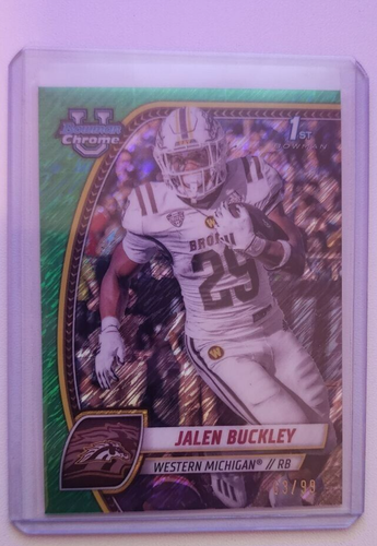 🍀2024 Bowman Chrome U Jalen Buckley Green Shimmer /99 Western Michigan 🍀 - Picture 1 of 2