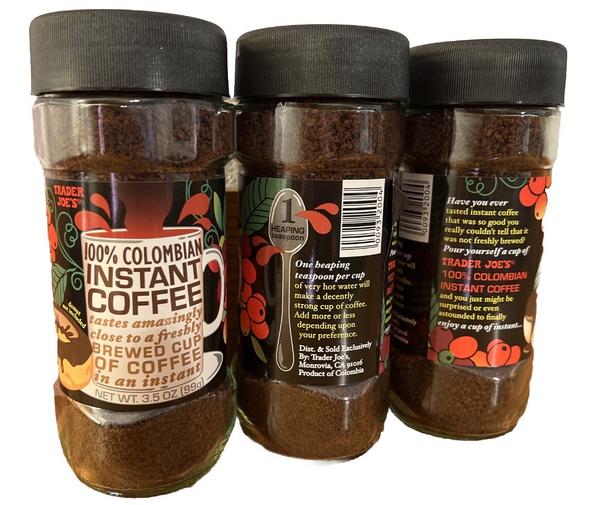 Trader Joe's Instant Cold Brew Coffee 3.5 oz 100 Colombian NEW Sealed