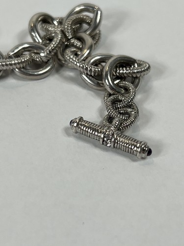 JUDITH RIPKA Size 8”Sterling Silver Toggle Clap Link Bracelet - Picture 10 of 12