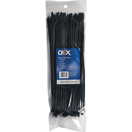 OEX ACX1329 Black Nylon Cable Ties - 3.6mm x 280mm - 100 Pc - Picture 2 of 4