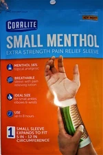 Coralite MENTHOL Powerful Pain Relief Small Sleeve  Lot of 1 to 6 ( 5" - 12 " )*