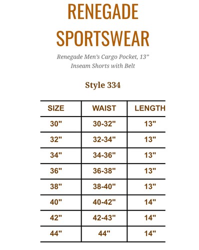 Renegade Sportswear Men’s 13″ Inseam Twill Belted Cargo Shorts - Picture 26 of 47