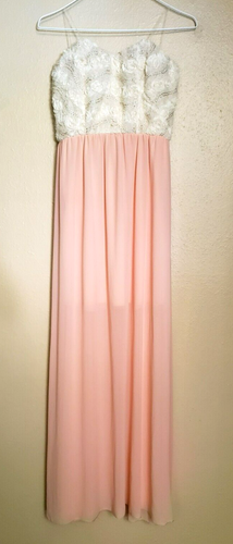 Style Rack Boutique Long Strapless Evening Dress Peach W/Ivory Top Sz Large NWT - Picture 13 of 14