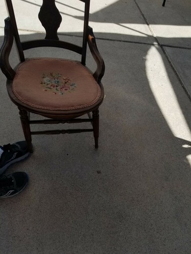 Antique Original Victorian Needlepoint Parlor Room Chair - Picture 5 of 5