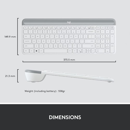Logitech Slim Combo MK470 Wireless Keyboard & Mouse, Off-White, Ultra Quiet - Picture 6 of 10