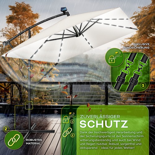 tillvex® Sonnenschirm LED Ø330cm Rechteckig Ampelschirm Gartenschirm Marktschirm - Afbeelding 32 van 49