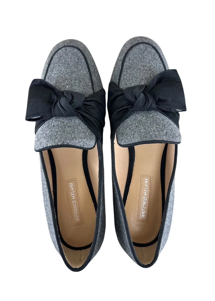 Mocasines Antonio Melani de fieltro gris y negro lazo/lana talla 7,5 Foto 2 de 4