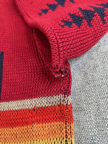 Vintage Pendleton Sweater Mens (M) Red High Grade Western Wool Aztec Navajo - Picture 9 of 12