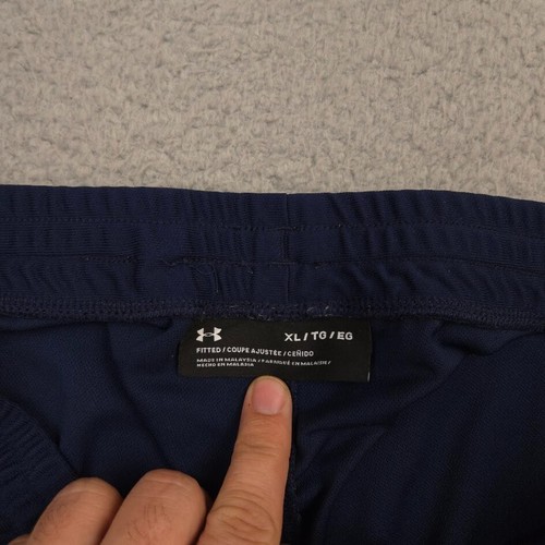 Pantaloni Under Armour Track Uomo XL Navy Fitted Zip Conica Corsa Atletica - Foto 7 di 13