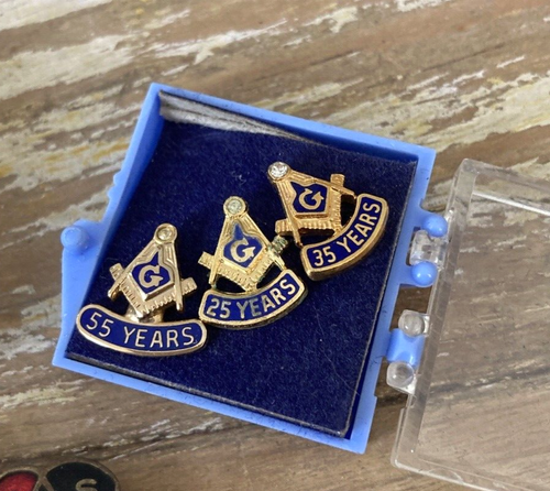 De colección Masonic Lodge 25 35 55 años alfileres diamante + fideicomisario de alces + alfileres de solapa - Imagen 3 de 6
