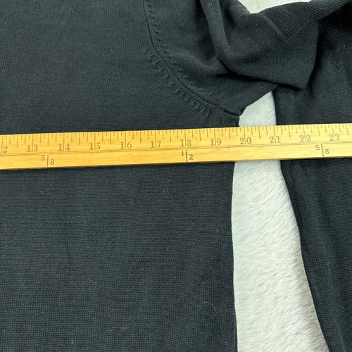 Barneys New York Sweater Mens Medium Black Silk Blend 1/4 Zip Mid Weight Office - Picture 9 of 11