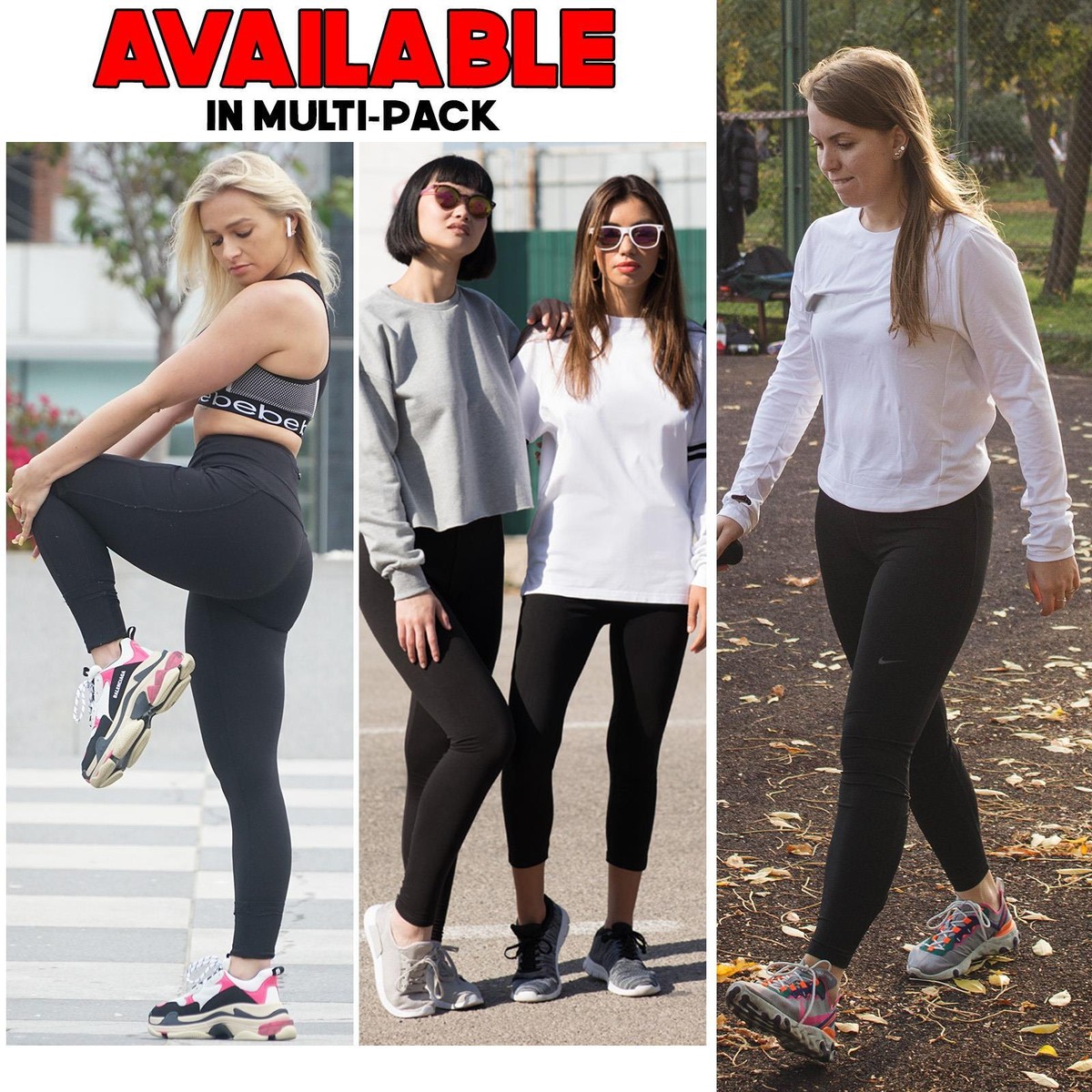 Damen-Leggings gefüttert schwarz Bauchkontrolle hochtailliert Größe NEU einfach SET