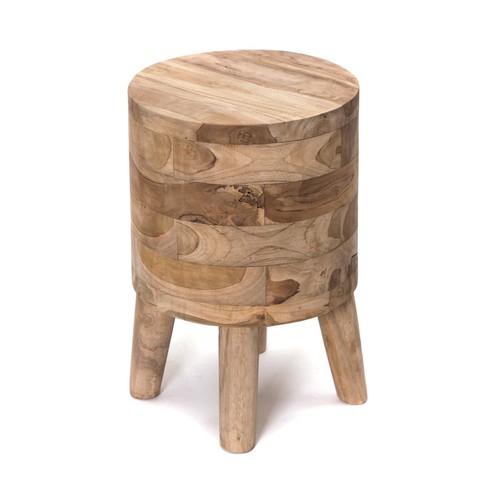 RUNDER TEAK HOCKER "NOVI" | 45 cm, Teak | Schemel, Pflanzenhocker, Holzhocker - Bild 2 von 5