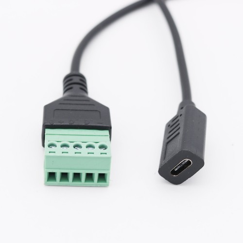 USB 3.1 Type-C Female to 5 Pin Screw Terminal Connector Shield Adapter Cable 1FT - Picture 9 of 10