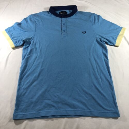 Fred Perry Knit Polo Shirt Sky Blue Color Block L