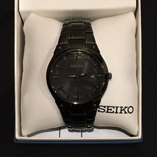 seiko men's sne325 dress solar black stainless steel watch