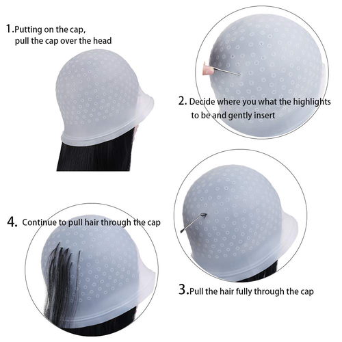 Silicone Highlight Caps Set for Color Hair 2 PCS Professional Reusable Highlight - Picture 3 of 12
