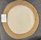 NWT Crown & Ivy Home White Tan  Jute & Cotton 15” Circle Round PlaceMat