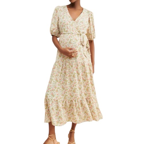 Glamorous Boom Maternity Wrap Tiered Floral Maxi Dress Size 6 Boho Romantic  - Picture 1 of 9