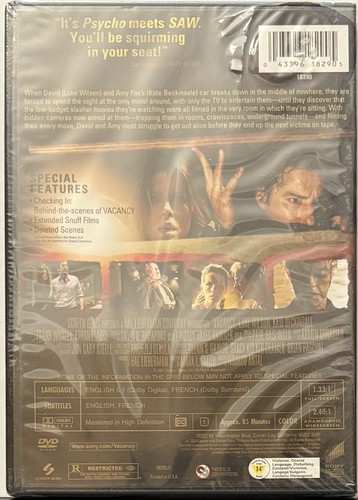 Vacancy (DVD 2007) Luke Wilson Kate Beckinsale Frank Whaley NEW Sealed - Picture 2 of 2