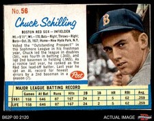1962 Post Cereal #56 Chuck Schilling  Red Sox 1 - POOR