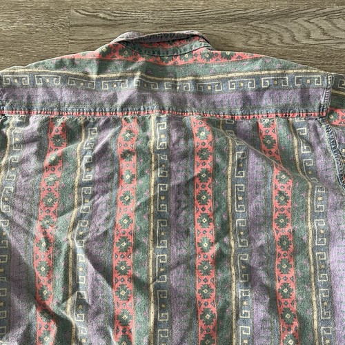 Vintage 90s Woolrich Aztec Button Up Shirt Mens Large Tribal Art Southwestern - Picture 7 of 8