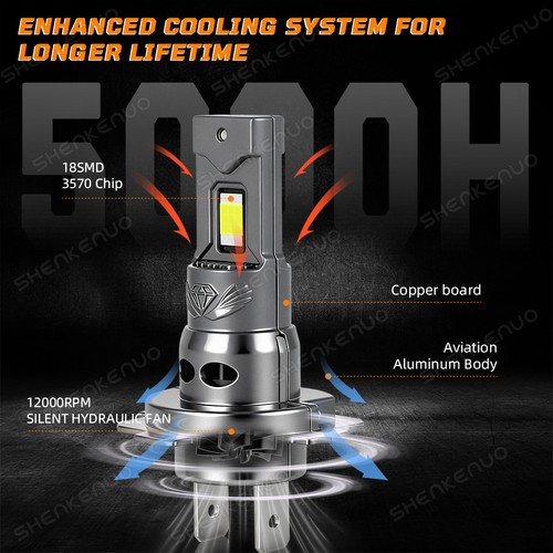 Für Mercedes-Benz C250 C300 C350 Combo 4X H7 6500K High Low LED Scheinwerfer Birnen - Bild 8 von 15