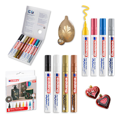 Edding 750 Gloss Paint Marker - Black Yellow Pink Light Blue White Gold Silver