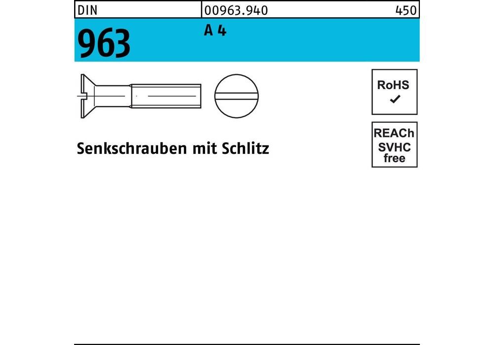 Рейхерный шлифовальный станок DIN 963 Schlitz M 8 x 70 A 4