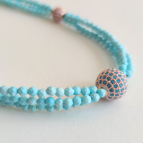 Turquoise Imperial Blue Seed Beads Choker Necklace Bohemian - Picture 4 of 5