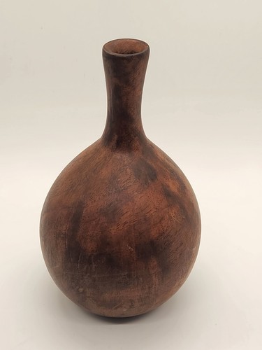 Vintage Dark Wood Hand Carved/Turned MCM Vase 6" Tall Unmarked - Picture 2 of 15