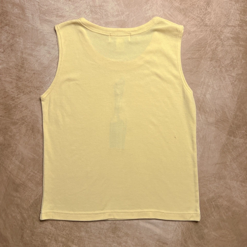 Camiseta sin mangas vintage años 90 Lisa International jirafa bordada con cuentas amarilla boho Foto 3 de 4