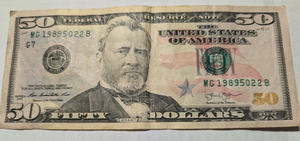 Billete de 50 dólares billete de cumpleaños 22-05-1989 Foto 4 de 4