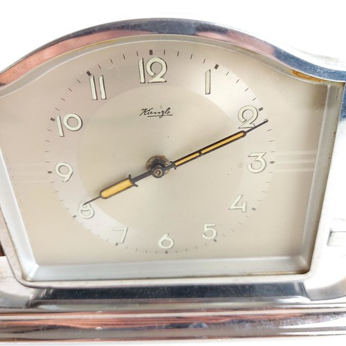 Vintage Kienzle Art Deco Chrome Mantel Clock Mechanical Germany 1930s - READ! - Picture 6 of 11