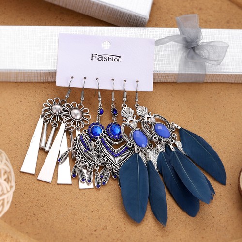 3 Pair Vintage Boho Bohemian Ethnic Dangle Drop Handmade Women Earrings Jewelry - Picture 9 of 86