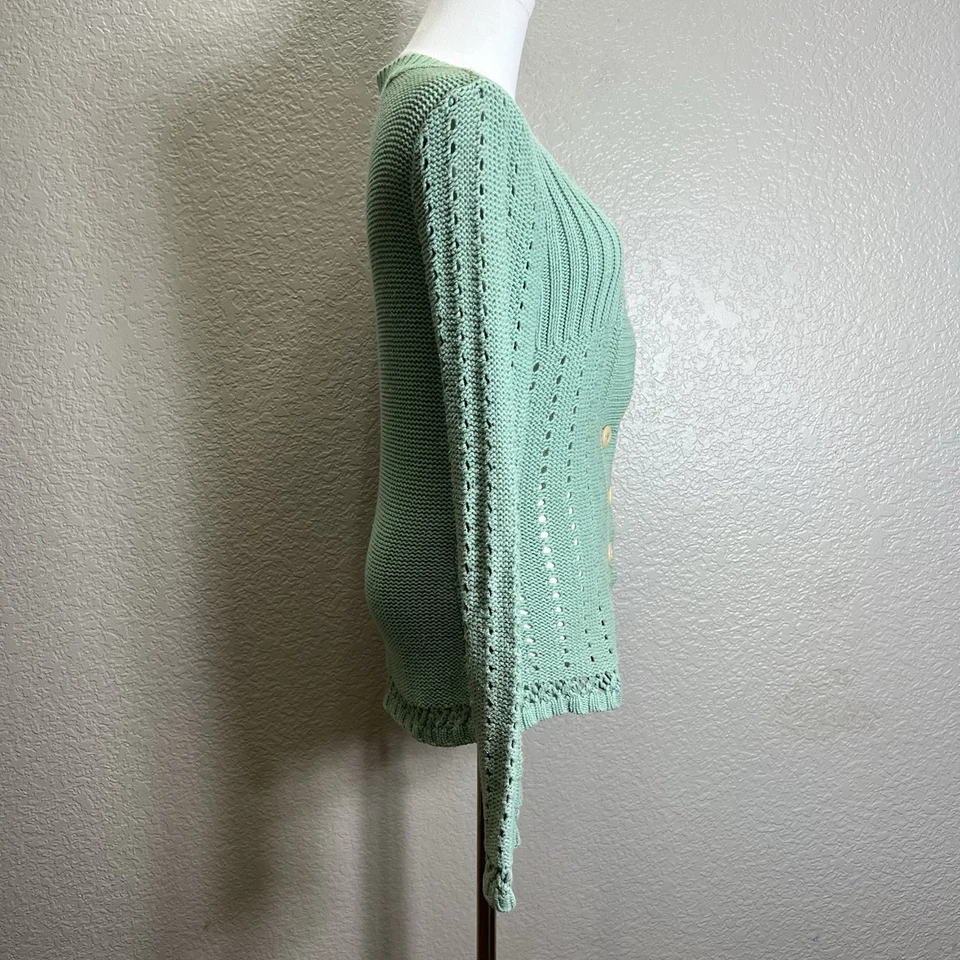 Cárdigan tejido suéter vintage Hillard & Hanson para mujer M verde azulado Foto 4 de 4