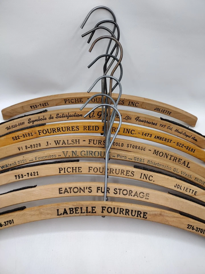 Vintage Wood Fur Coat Hangers w/Store Branding, Lot of 8 - Image 2 of 2