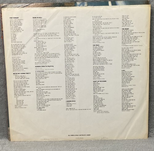 Twisted Sister Stay Hungry Atlantic Records 1984 EX+/EX+ LP Vinyl - Picture 6 of 6