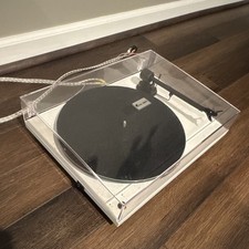 Pro-Ject Primary E Turntable Record Player, White/Black with Dust Cover