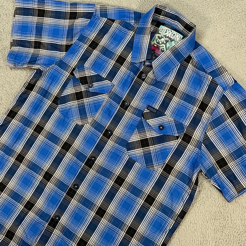 Dixxon Hemd Herren Large blau schwarz kariert Knopfleiste Banzai Bambusmischung - Bild 1 von 11