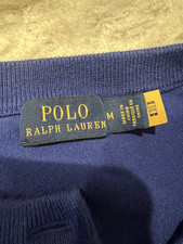 Polo Ralph Lauren Womens M Cardigan Sweater Blue US Open Tennis Preppy Pony