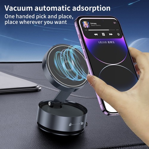 360 Vacuum Strong Magnetic Phone Holder Suction Cup Car Stand Foldable Car Mount - Picture 4 of 12