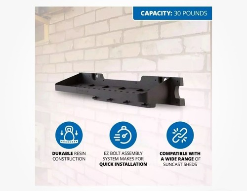 Suncast 25 x 8 Zoll Regal Zubehör mit Haken für Outdoor Schuppen, schwarz (2er Pack) - Bild 2 von 4