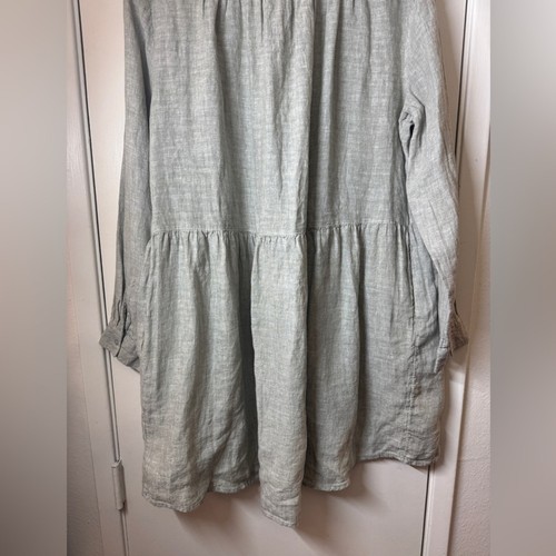 H Halston 100% Linen Grey Buttoned Neckline Collared Mini Shirt Dress Size XL - Picture 12 of 14