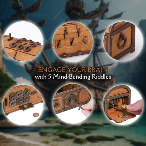 WOODEN.CITY Treasure Chest Puzzle Box for Adults – 3D Wooden Puzzles Mystery ... - Picture 2 of 9