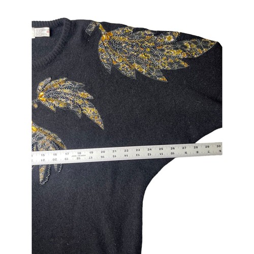 Vintage Lambswool ANGORA Beaded Embellished Sweater 80s Medium Women's - Picture 4 of 11