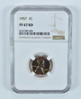 1957 Lincoln Wheat Cent PF67 RD NGC Brown Label